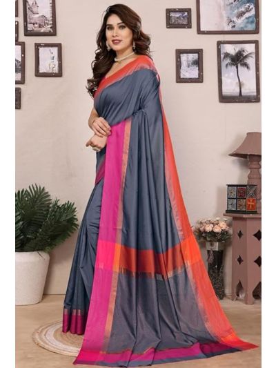 Forest GreenArts Silk Saree With Plain Blouse